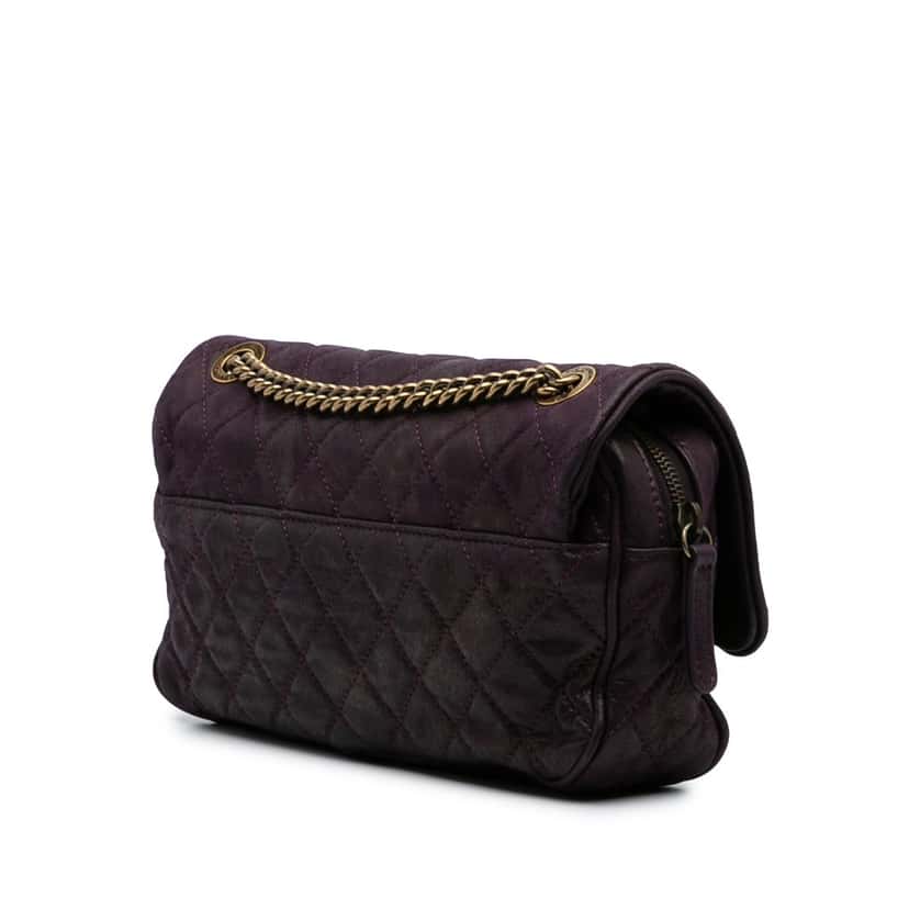 Chanel Small Quilted Iridescent Calfskin Shiva Flap Purple Leather Good condition - Back View