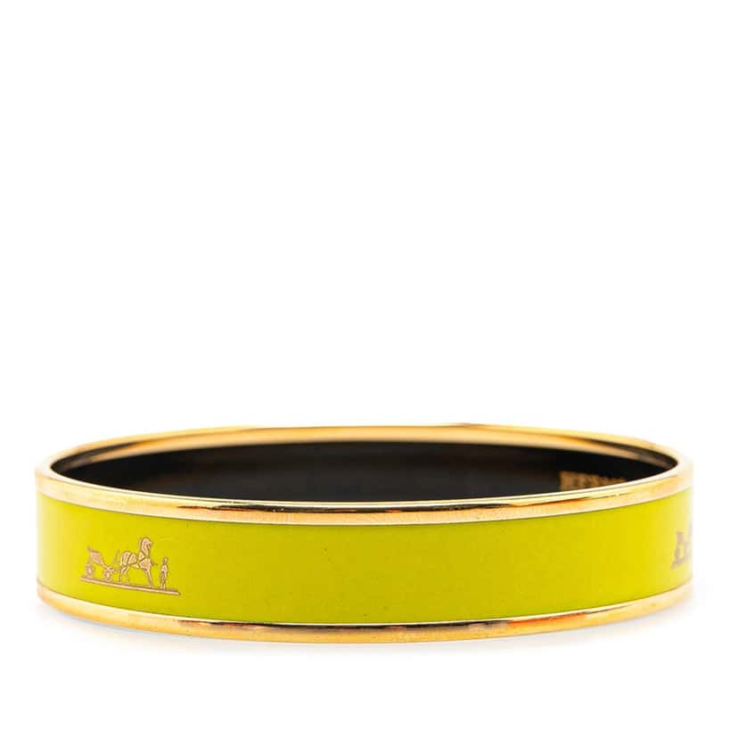 Hermès Enamel Caleche Bangle 65 Yellow Good condition - Back View