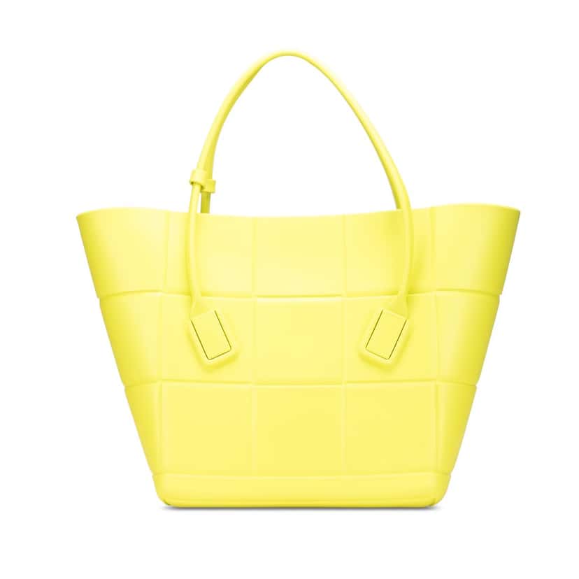 Bottega Veneta Medium Matte Rubber Arco Tote Yellow Polyester Good condition - Front View