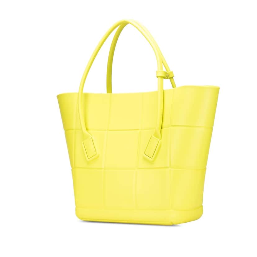 Bottega Veneta Medium Matte Rubber Arco Tote Yellow Polyester Good condition - Back View