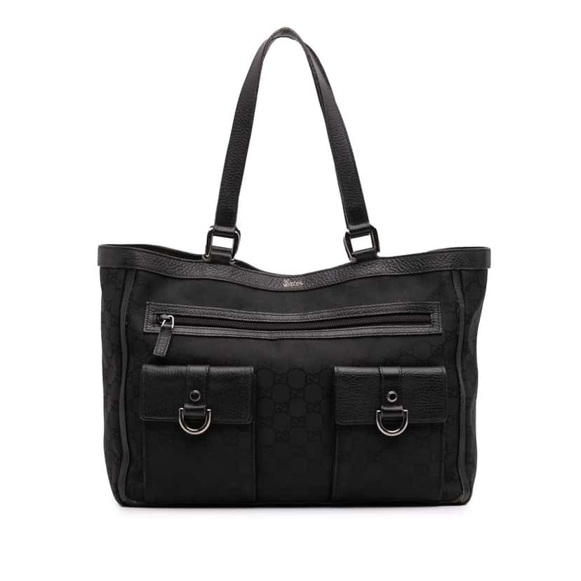 Gucci GG Canvas Abbey D Ring Pocket Tote Black Canvas Fair condition - Front View
