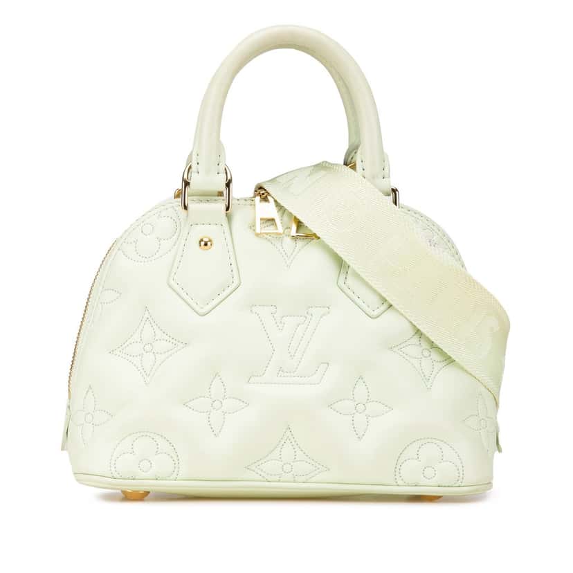 Louis Vuitton Monogram Calfskin Bubblegram Alma BB Green Leather Good condition - Front View