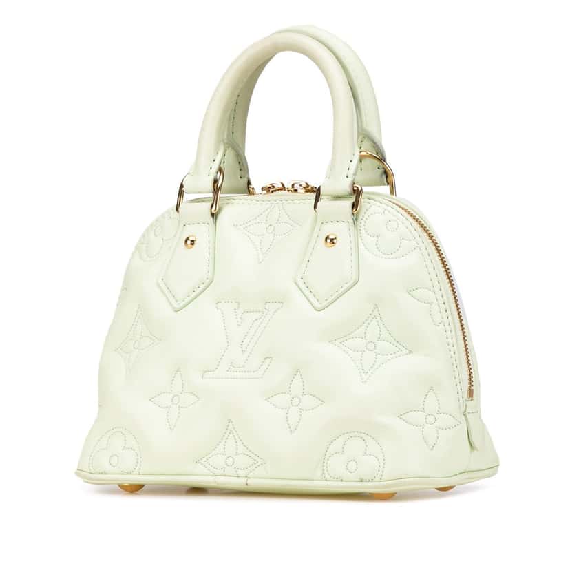 Louis Vuitton Monogram Calfskin Bubblegram Alma BB Green Leather Good condition - Back View