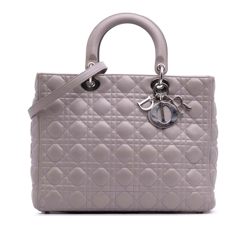 Dior Large Lambskin Cannage Lady Dior Purple Leather Good condition - Front View