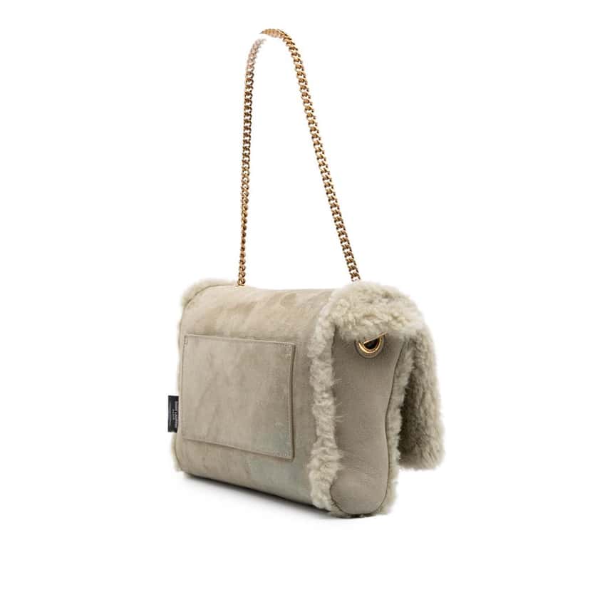 Saint Laurent Medium Shearling Monogram Kate Reversible Shoulder Bag Grey Good condition - Back View