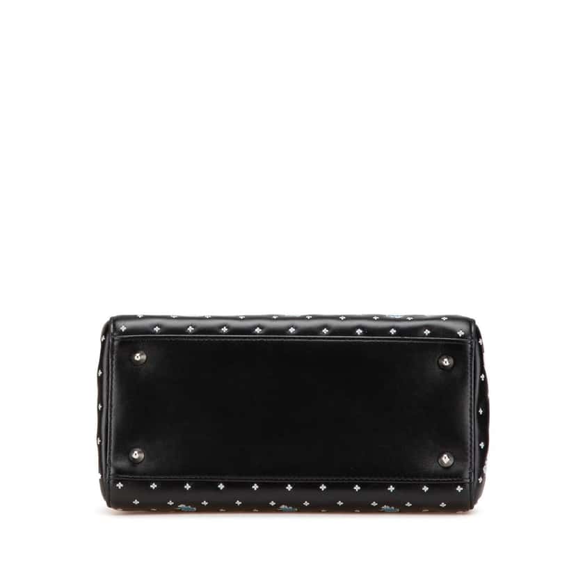 Dior Medium Calfskin Embroidered Flower Lady Dior Black Leather Good condition - Inside View