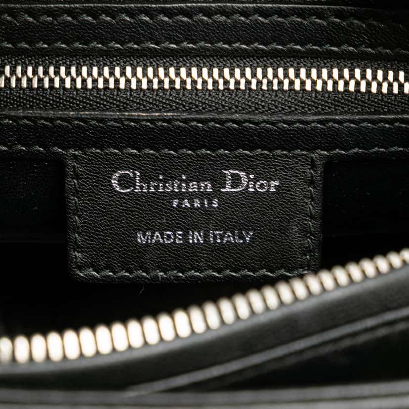 Dior Medium Calfskin Embroidered Flower Lady Dior Black Leather Good condition - Box View