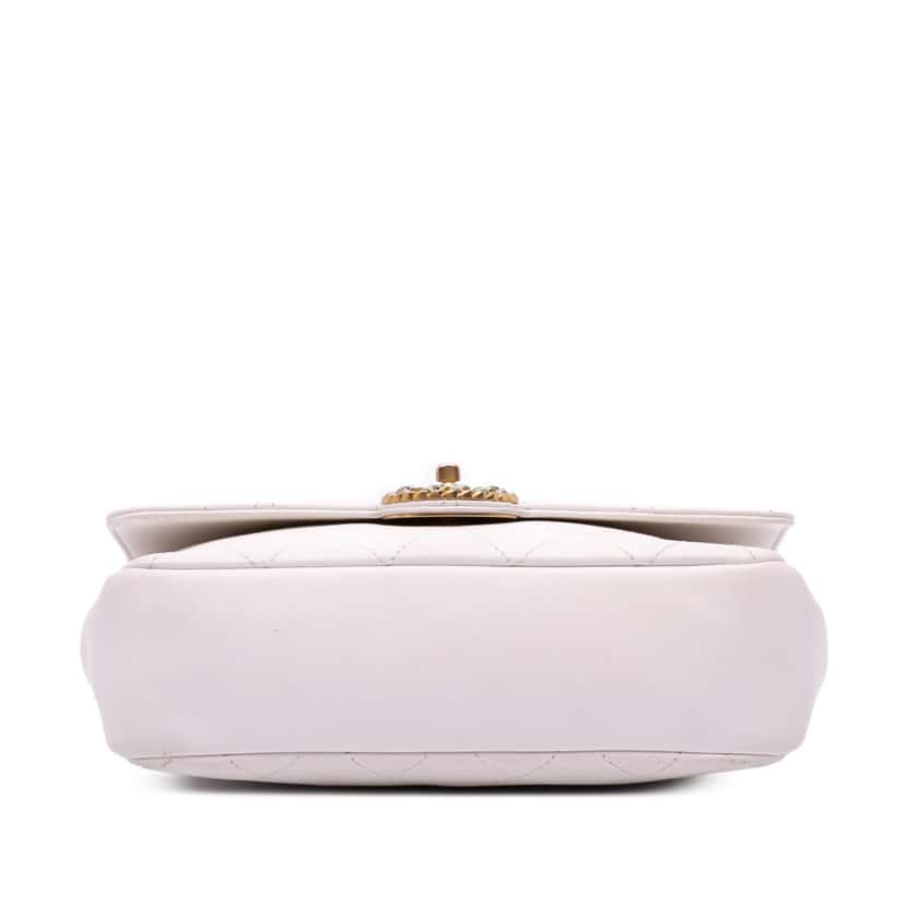Chanel CC Quilted Calfskin Single Flap White Leather Good condition - Inside View