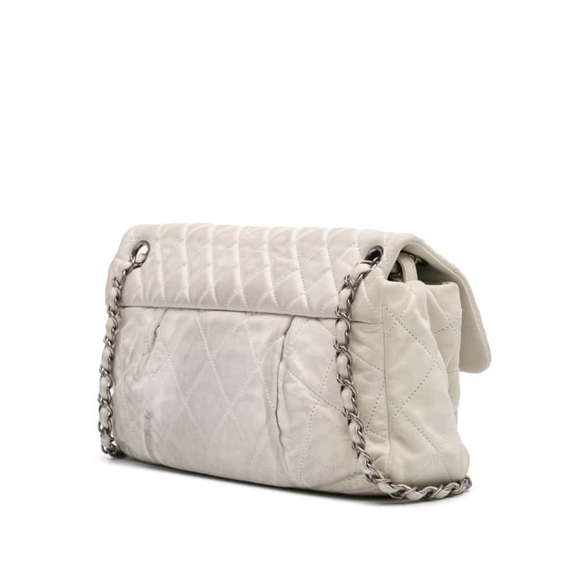 Chanel Large Iridescent Calfskin Chic Quilt Flap White Leather Fair condition - Back View