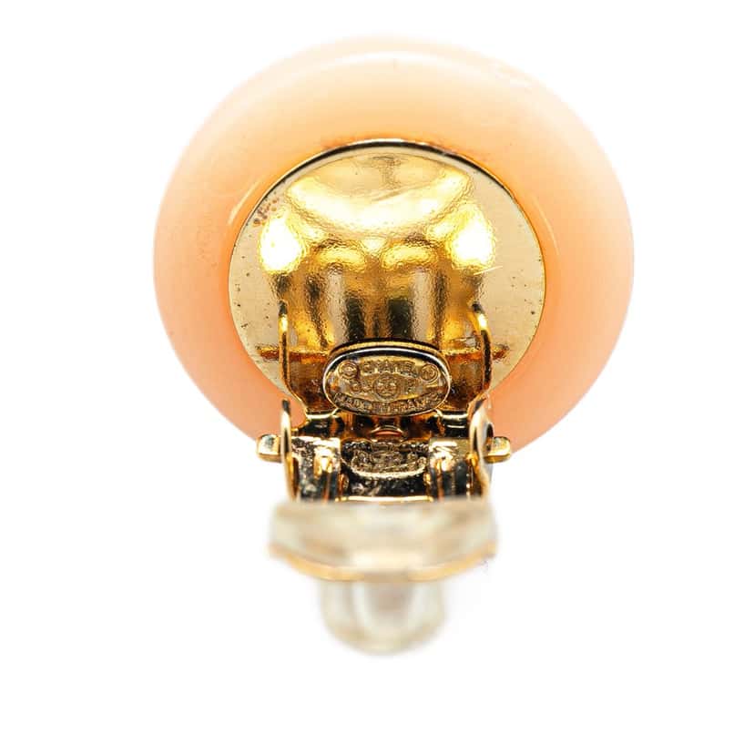 Chanel Resin CC Faux Pearl Clip On Earrings Brown Good condition - Inside View