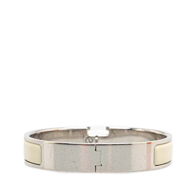Hermès Narrow Enamel Clic H Bracelet PM White Fair condition - Inside View
