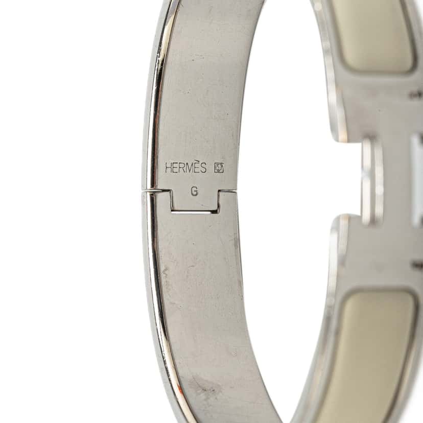 Hermès Narrow Enamel Clic H Bracelet PM White Fair condition - Box View