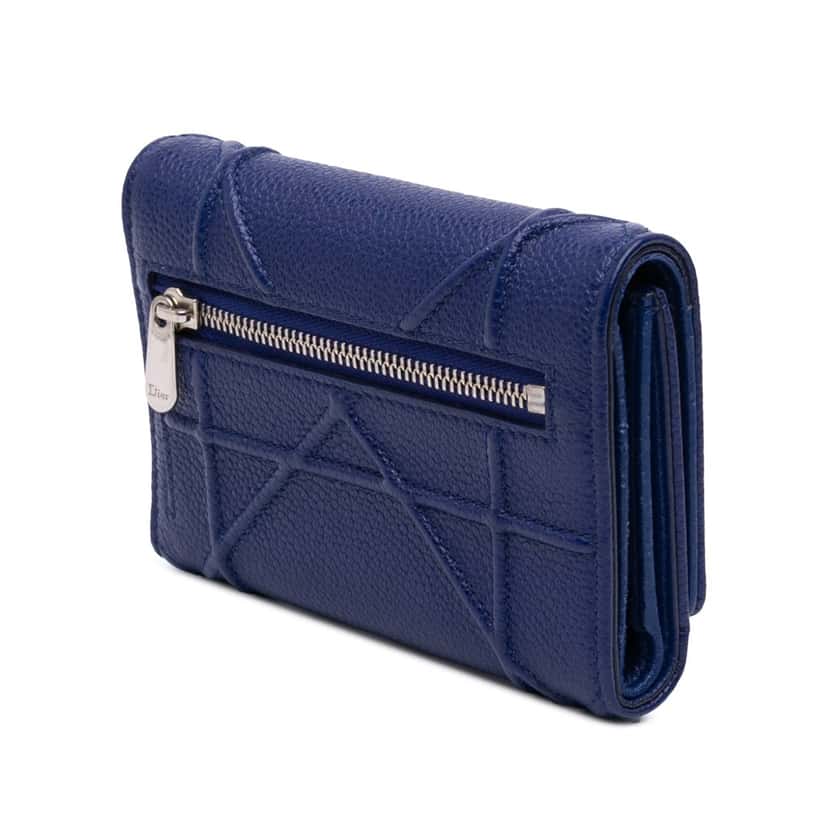 Dior Grained Calfskin Diorama Elancee Wallet Blue Leather Good condition - Back View