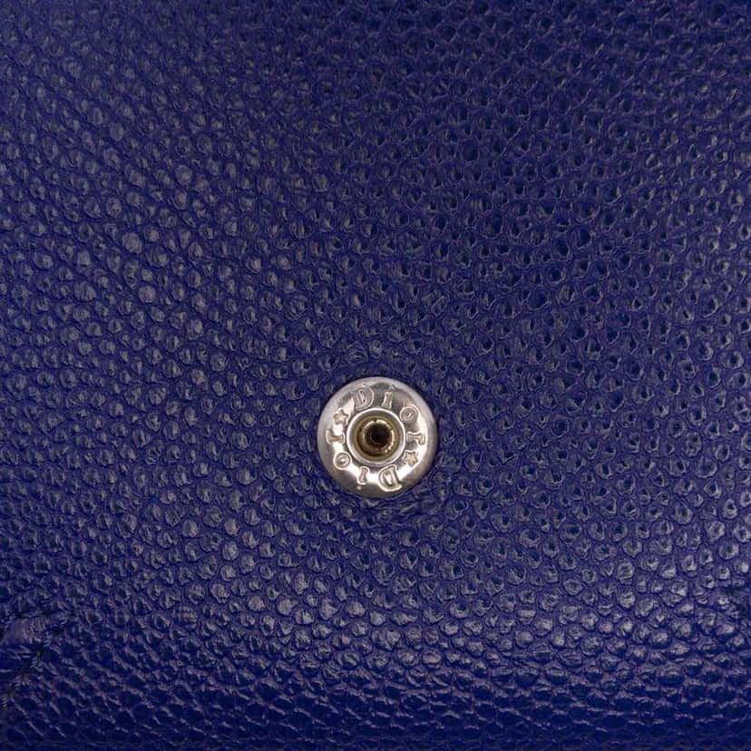 Dior Grained Calfskin Diorama Elancee Wallet Blue Leather Good condition - Box View
