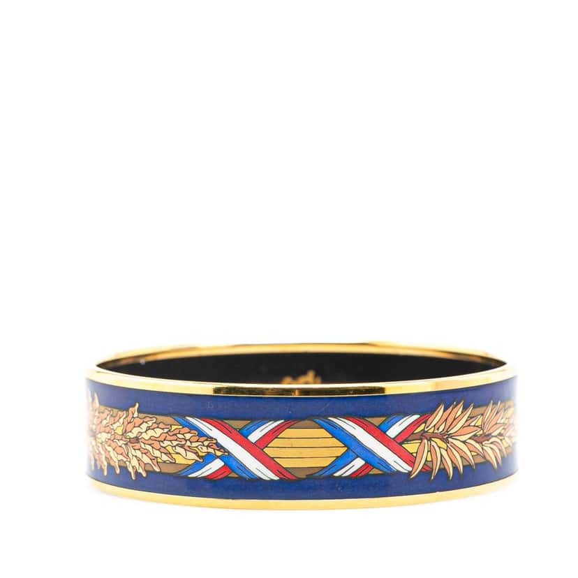 Hermès Wide French Flag Enamel Bangle 65 Blue Good condition - Front View