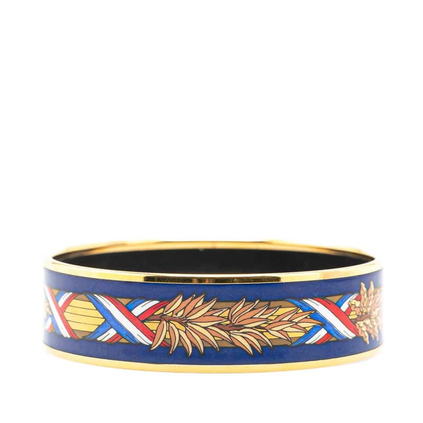Hermès Wide French Flag Enamel Bangle 65 Blue Good condition - Back View
