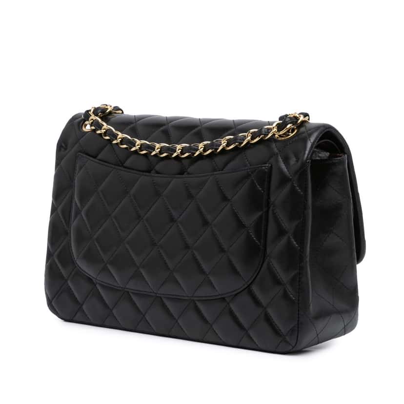 Chanel Jumbo Classic Lambskin Double Flap Black Leather Good condition - Back View