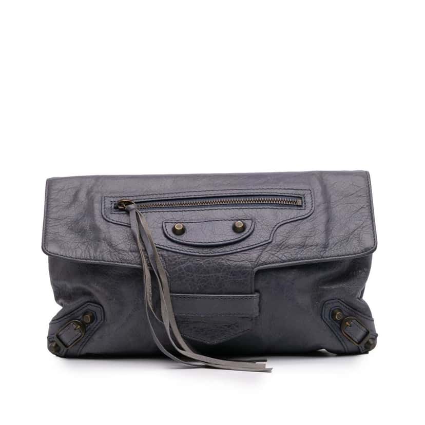 Balenciaga Lambskin Motocross Classic City Clutch Purple Leather Good condition - Front View
