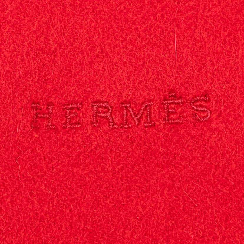 Hermès Cashmere Fringe Scarf Red Wool Very good condition - Inside View