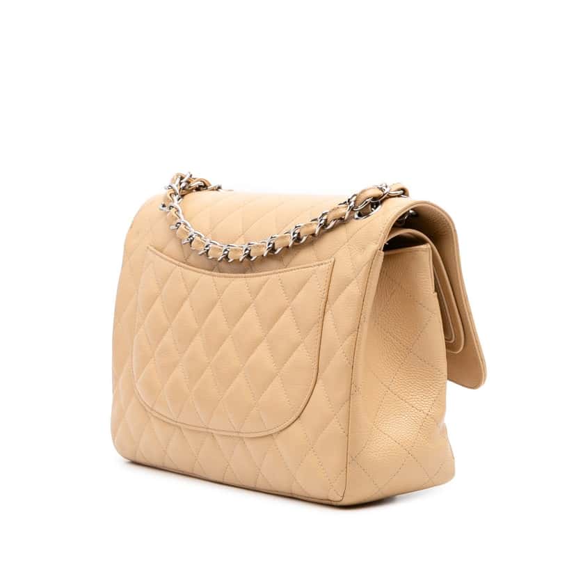 Chanel Jumbo Classic Caviar Double Flap Brown Leather Good condition - Back View