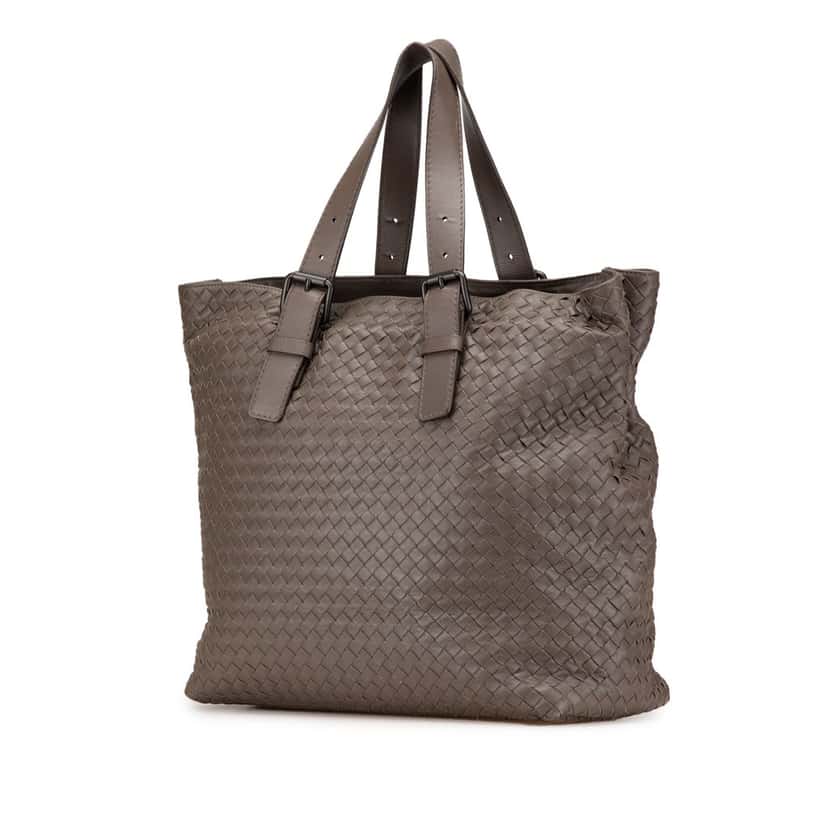 Bottega Veneta Nappa Intrecciato Belt Strap Tote Brown Leather Good condition - Back View