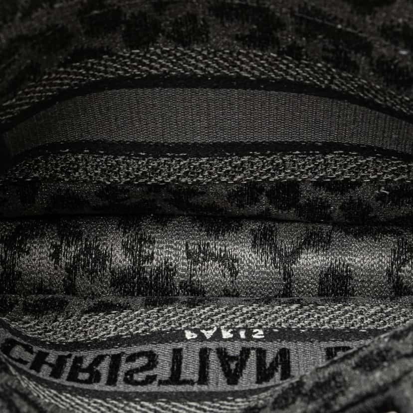 Dior Mizza Mini Embroidered Canvas Leopard Book Tote Grey Canvas Very good condition - Model View