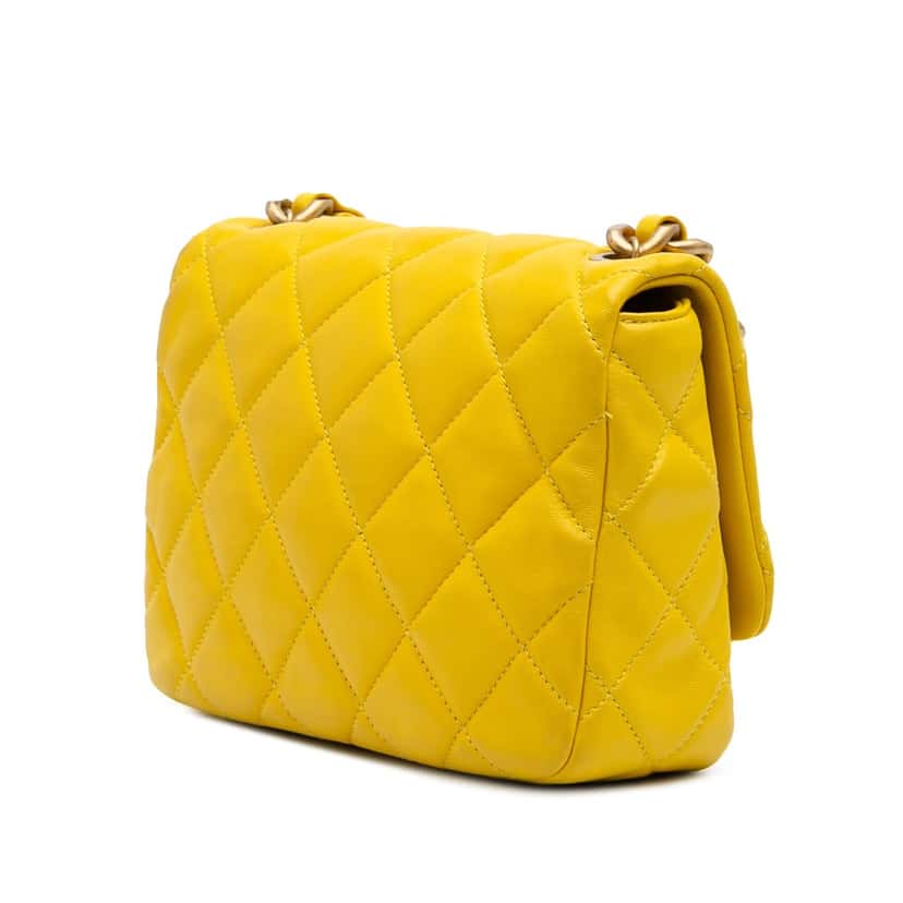 Chanel Small Quilted Lambskin Candy Chain Flap Yellow Leather Good condition - Back View