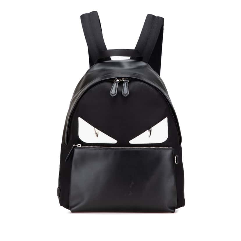 Fendi Nylon and Leather Bug Eyes Monster Backpack Black Good condition - Front View