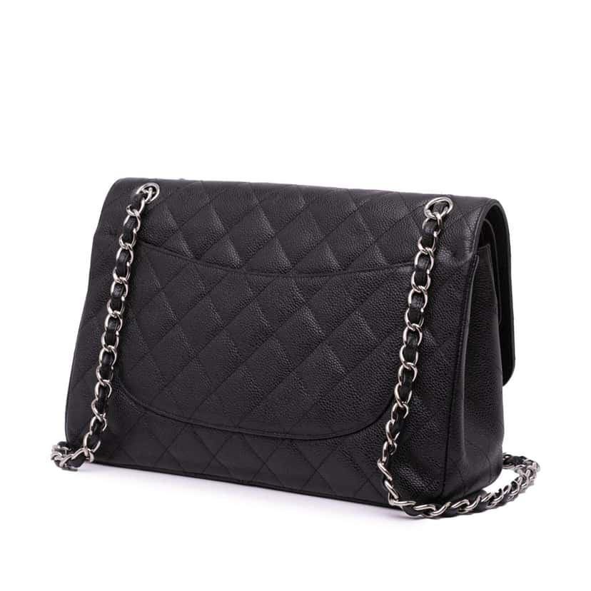 Chanel Jumbo Classic Caviar Double Flap Black Leather Good condition - Back View