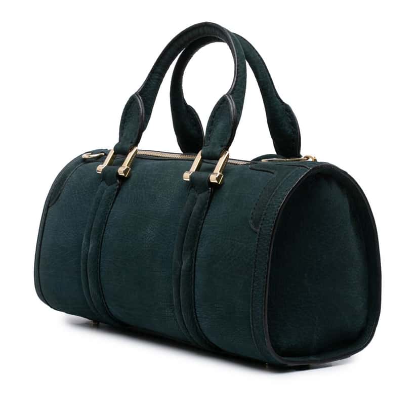 Burberry Nubuck Bow Barrel Top Handle Bag Green Leather Good condition - Back View