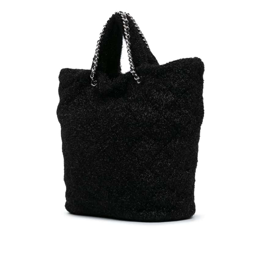 Chanel Large Quilted Knit Pluto Glitter Satchel Black Polyester Good condition - Back View