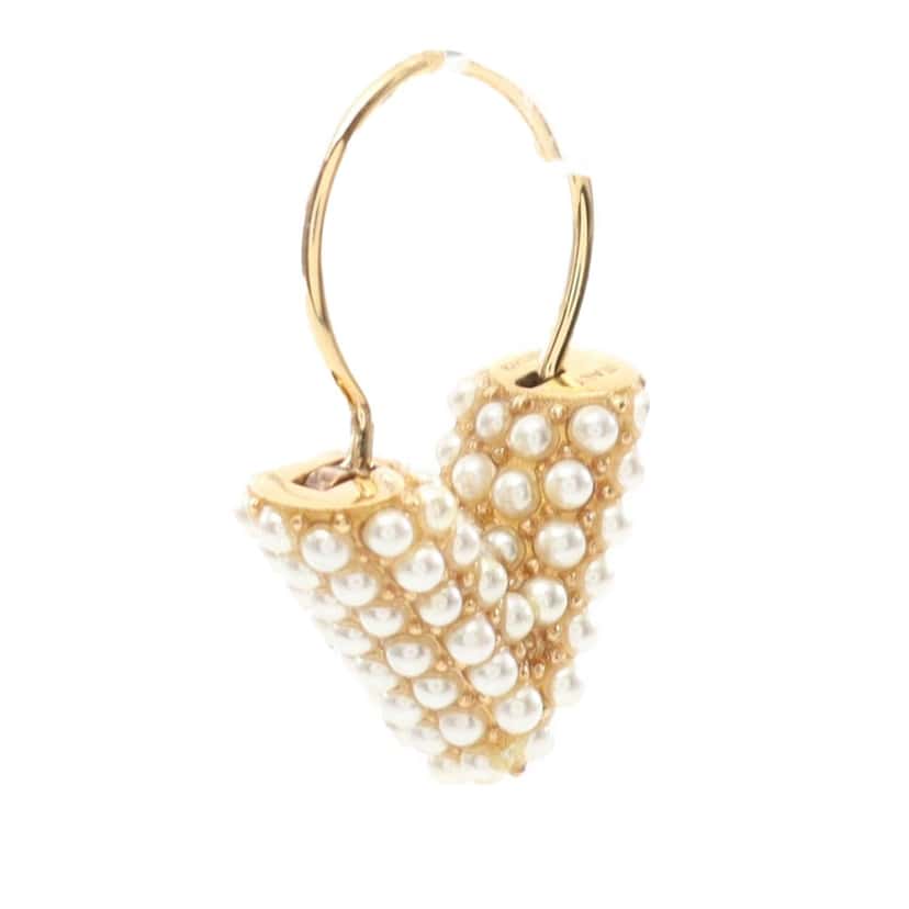 Louis Vuitton Gold Plated Brass and Pearls Essential V Hoop Earrings Gold Metal Good condition - Back View