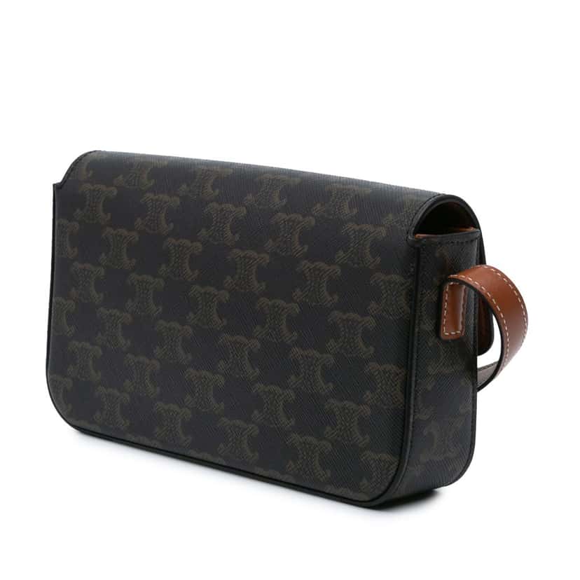 Celine Triomphe Coated Canvas Claude Shoulder Bag Brown Canvas Good condition - Back View