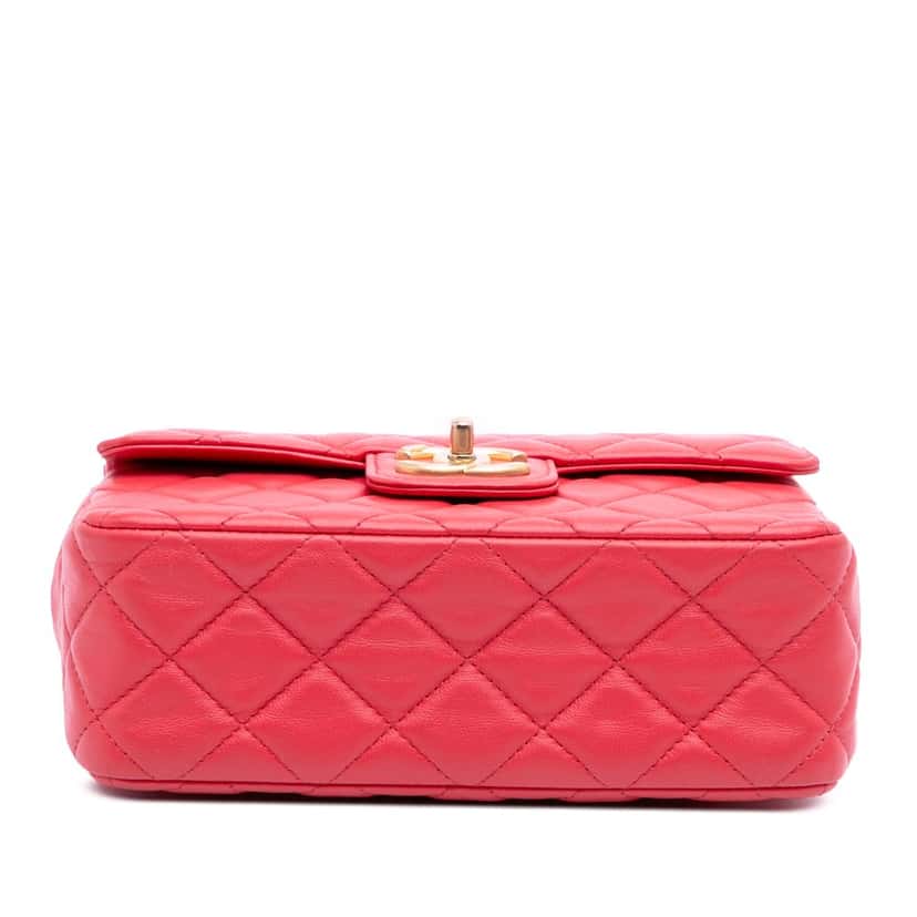 Chanel Mini Square Classic Lambskin Casino Royale Charms Single Flap Red Leather Good condition - Inside View