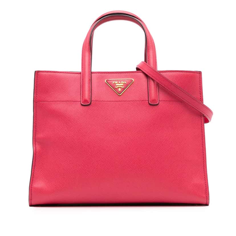Prada Saffiano Soft Triple Pocket Tote Pink Leather Good condition - Front View