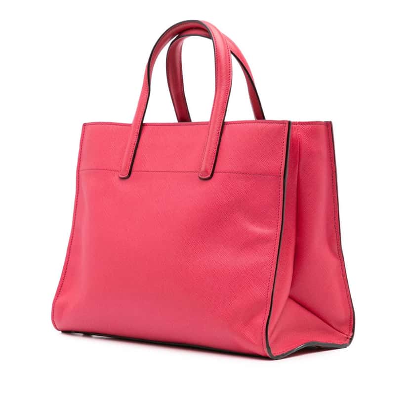 Prada Saffiano Soft Triple Pocket Tote Pink Leather Good condition - Back View