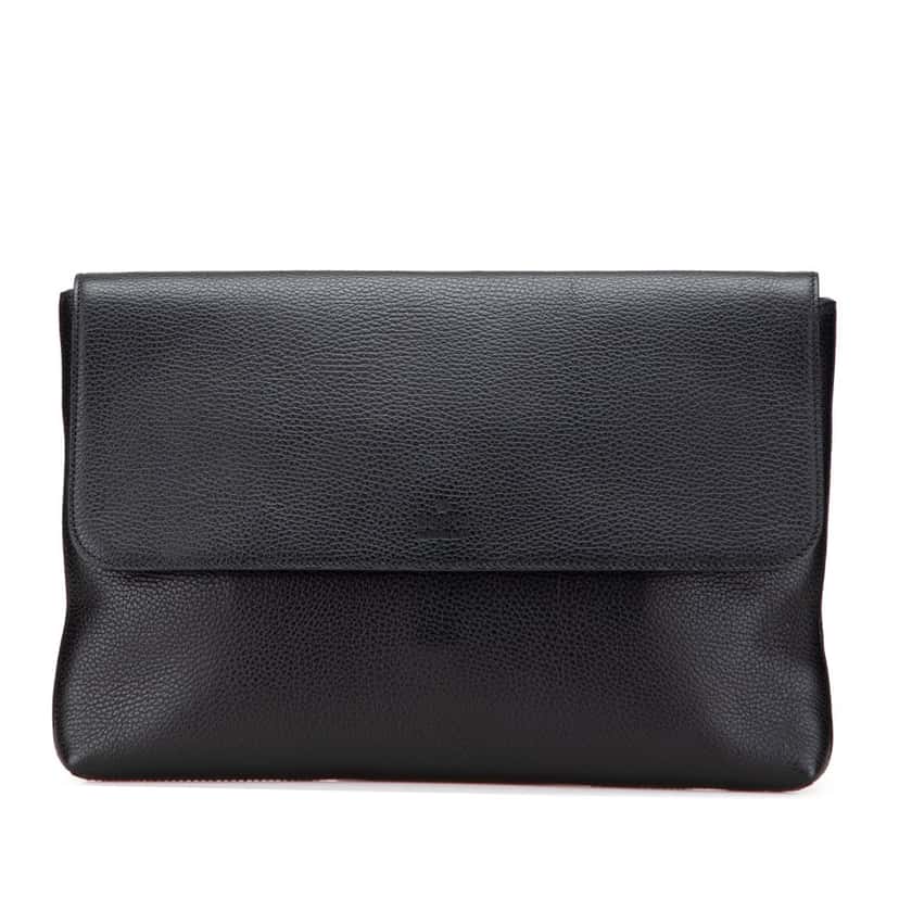 Gucci Pebbled Calfskin Portfolio Clutch Black Leather Good condition - Front View