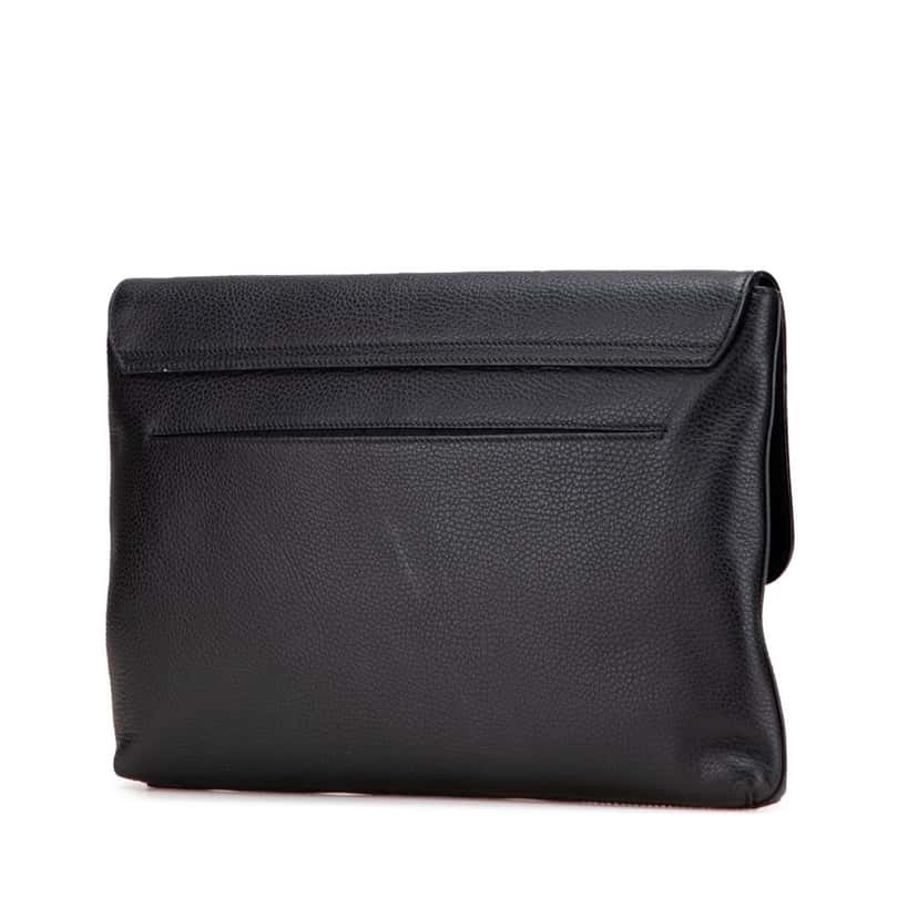 Gucci Pebbled Calfskin Portfolio Clutch Black Leather Good condition - Back View