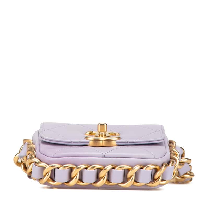 Chanel Mini Quilted Calfskin Framing Chain Flap Purple Leather Good condition - Inside View