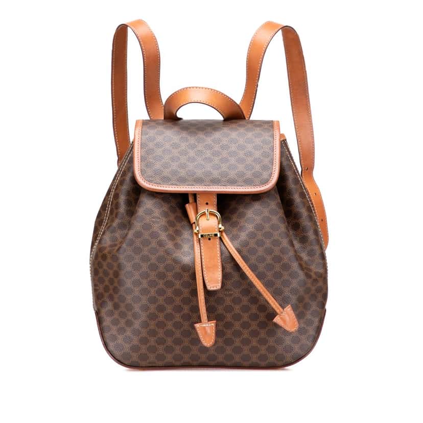 Celine Macadam Coated Canvas Backpack Brown Canvas Good condition - Front View