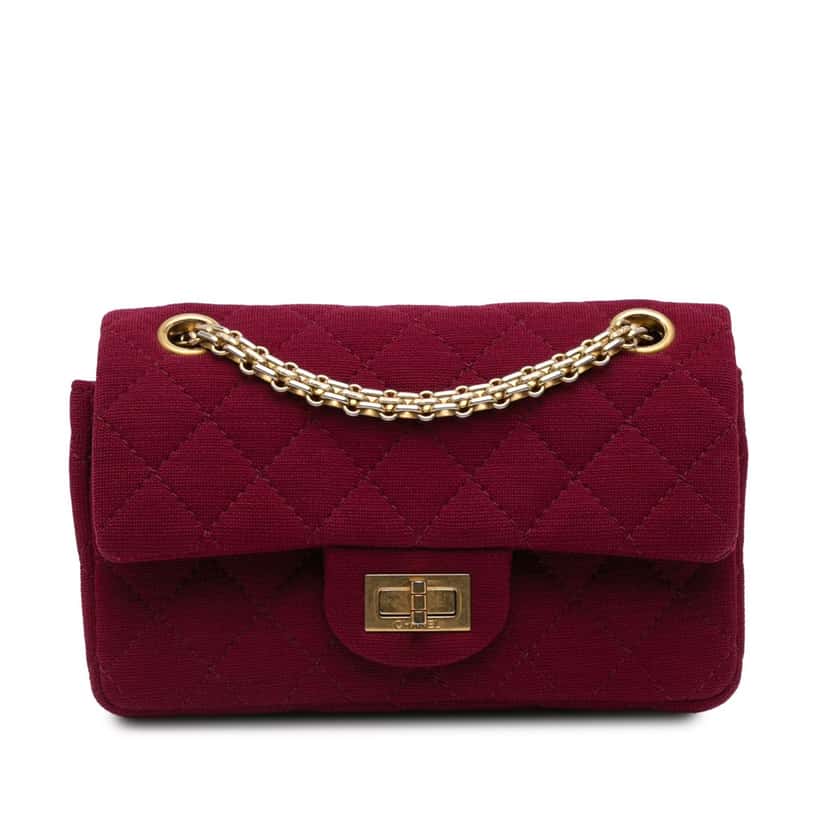 Chanel 2.55 Reissue Mini Quilted Jersey Double Flap Red Cotton Good condition - Front View