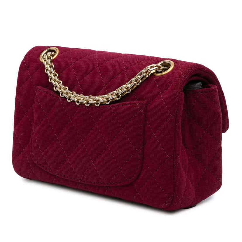 Chanel 2.55 Reissue Mini Quilted Jersey Double Flap Red Cotton Good condition - Back View
