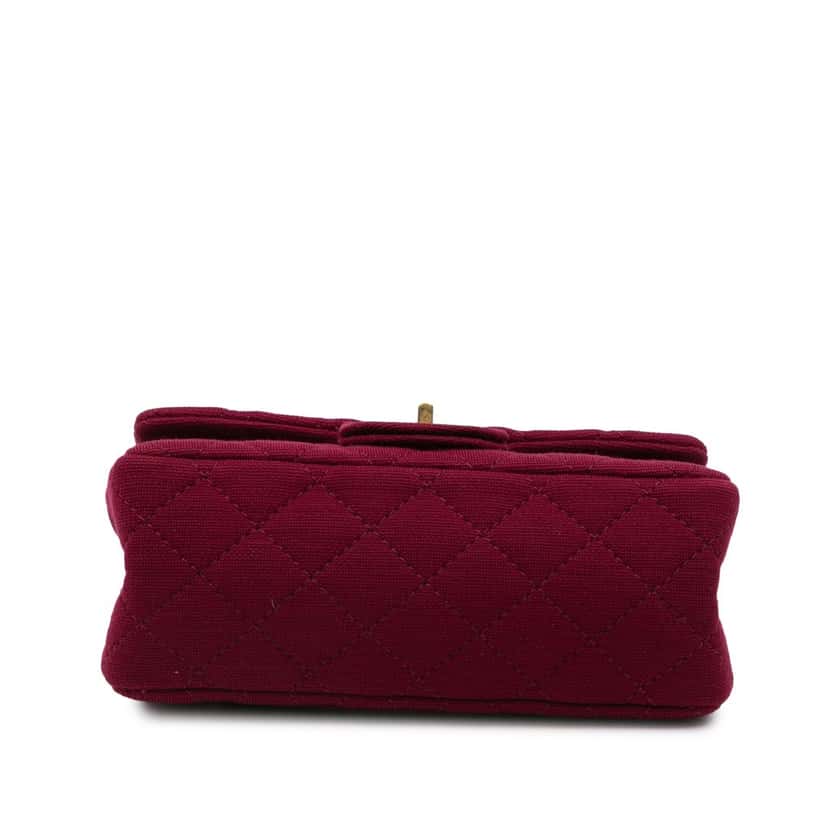 Chanel 2.55 Reissue Mini Quilted Jersey Double Flap Red Cotton Good condition - Inside View