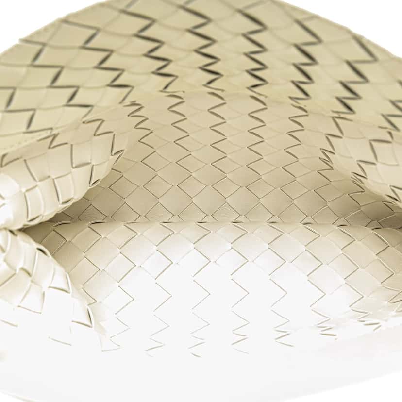 Bottega Veneta Brushed Calfskin Intrecciato Cradle Fold Over Shoulder Bag White Leather Fair condition - Model View
