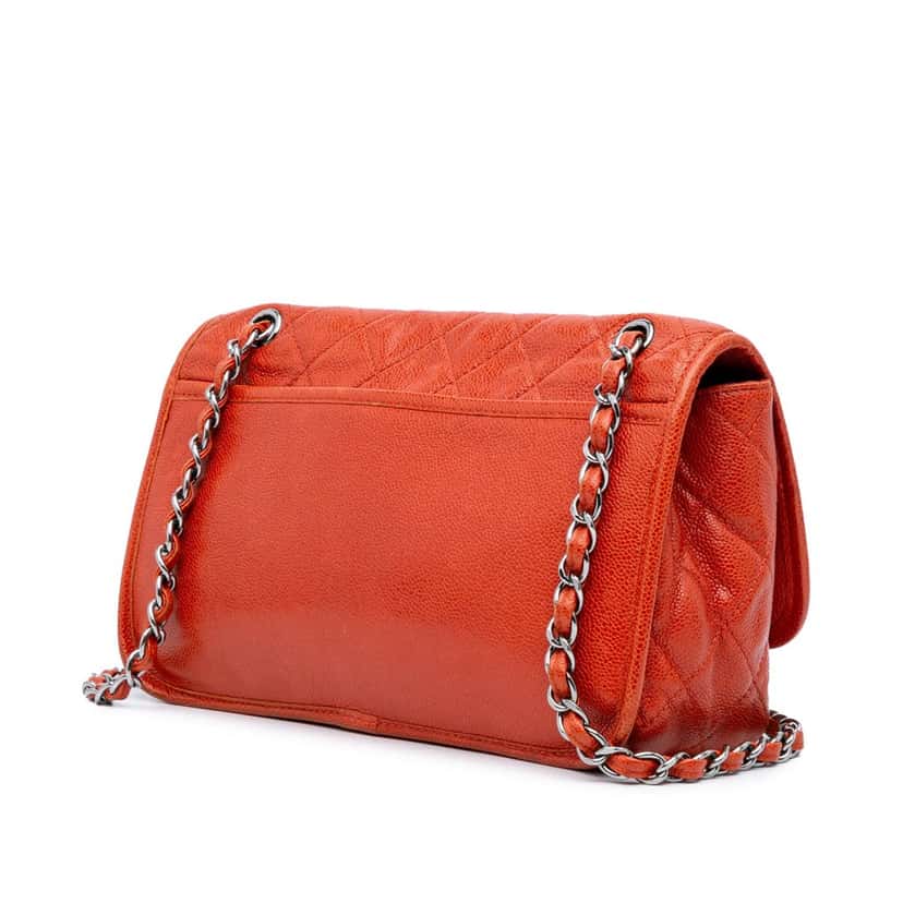 Chanel Medium Grained Calfskin Natural Beauty Flap Red Leather Good condition - Back View