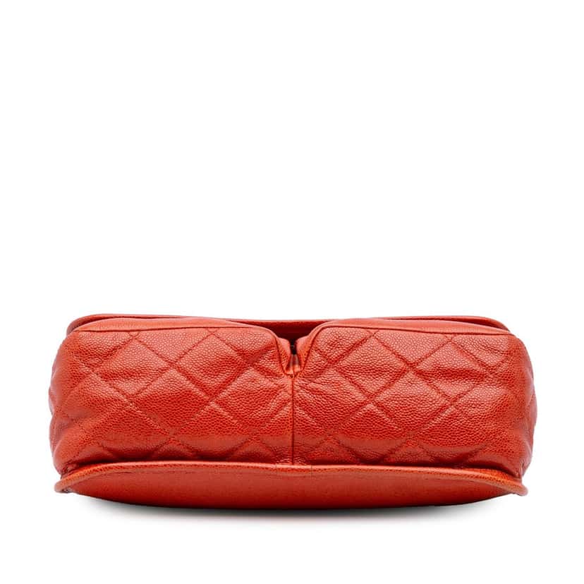 Chanel Medium Grained Calfskin Natural Beauty Flap Red Leather Good condition - Inside View