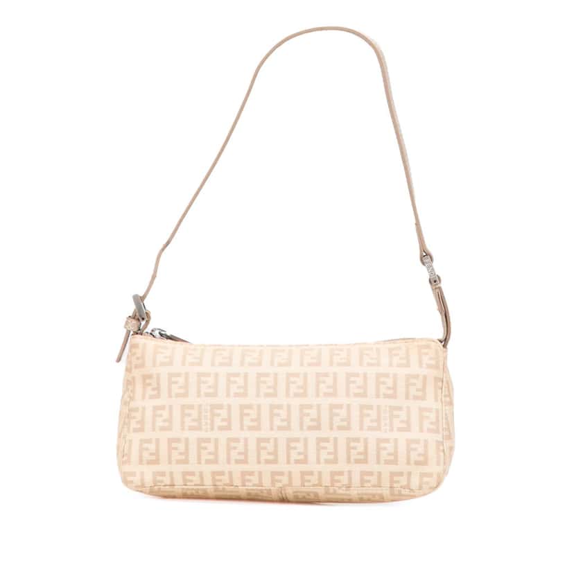 Fendi Zucchino Canvas Pochette Brown Canvas Fair condition - Front View