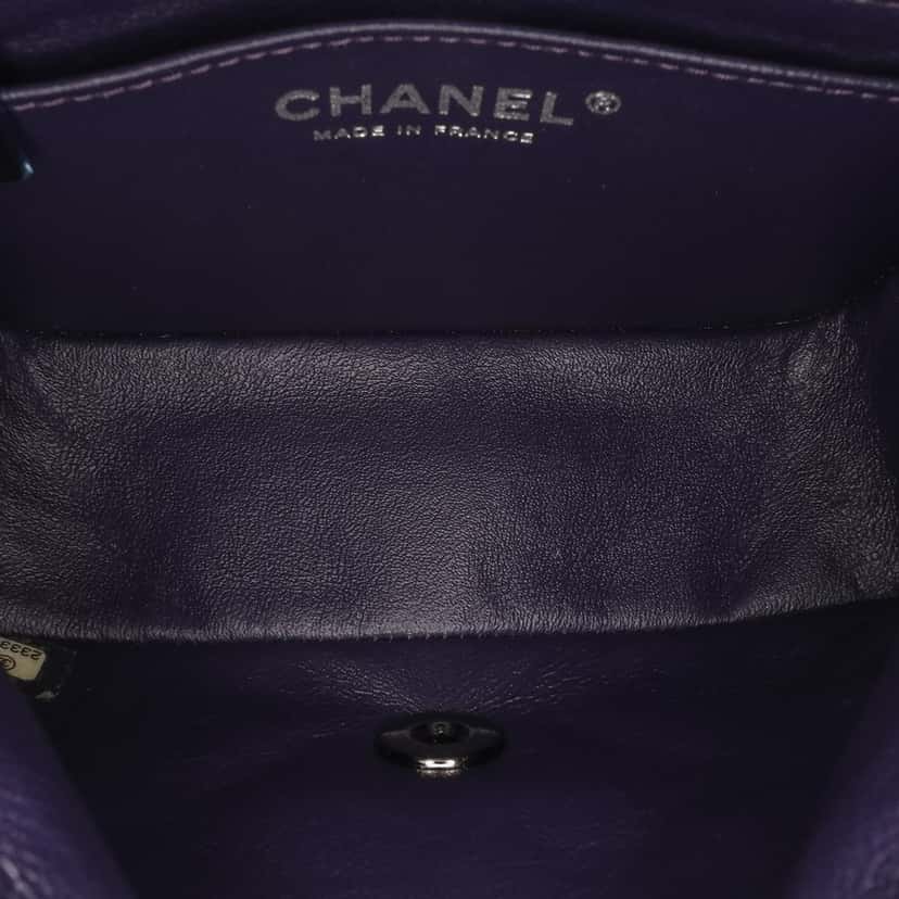 Chanel Mini Square Classic Lambskin Single Flap Blue Leather Good condition - Model View