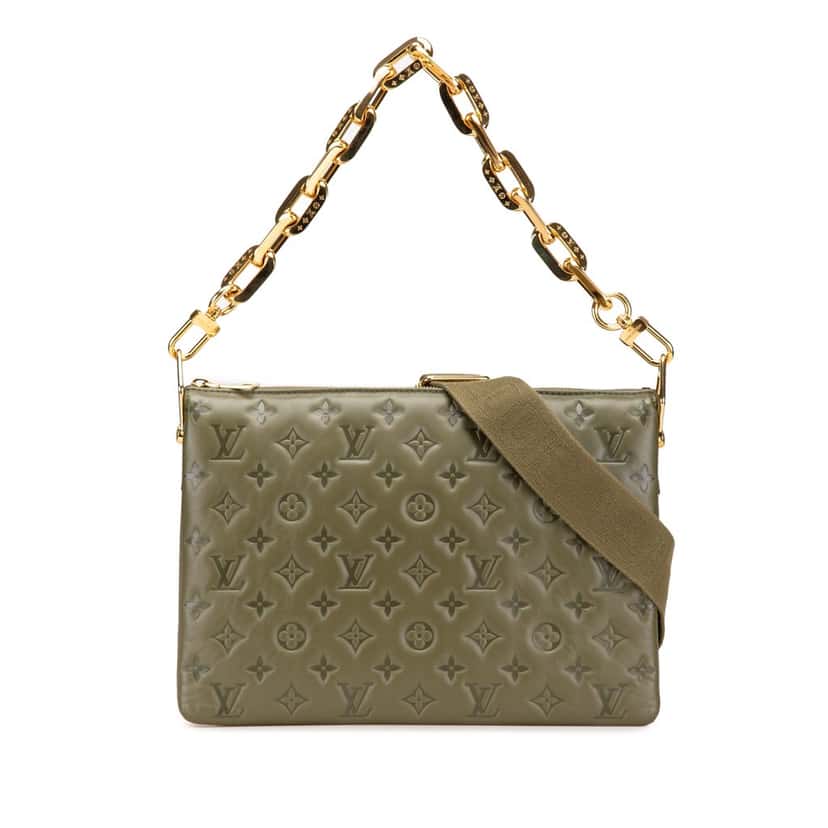 Louis Vuitton Monogram Embossed Puffy Lambskin Coussin MM Brown Leather Good condition - Front View