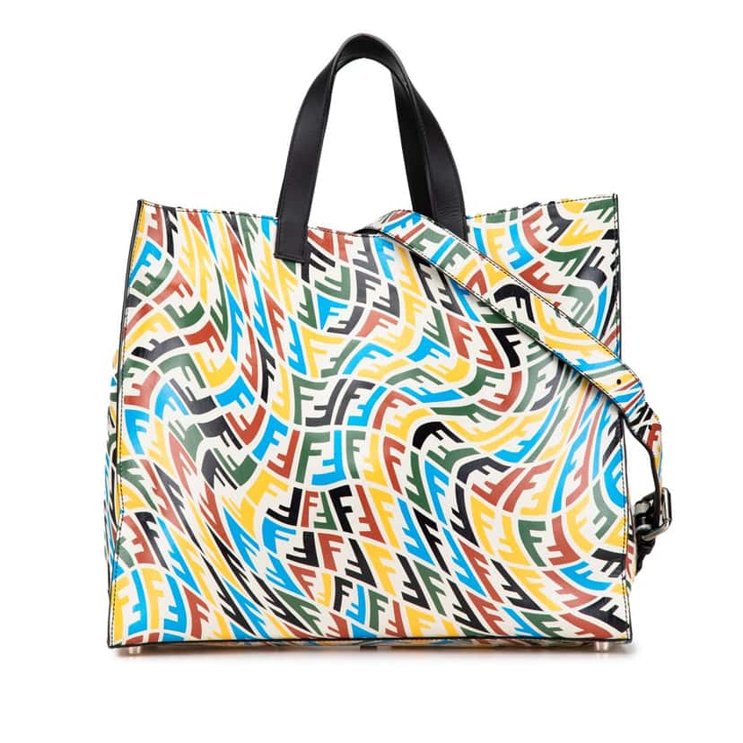 Fendi Sarah Coleman Leather Vertigo Shopper Tote White Leather Good condition - Back View